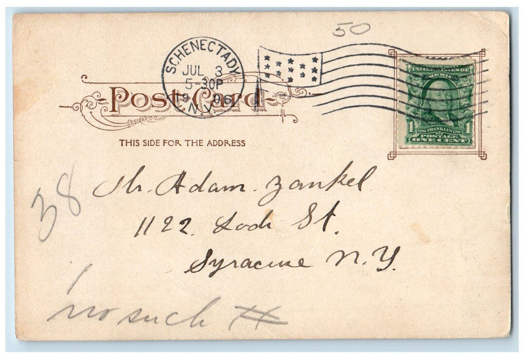 1906 Ellis Residence Union Street View Schenectady New York NY Antique Postcard