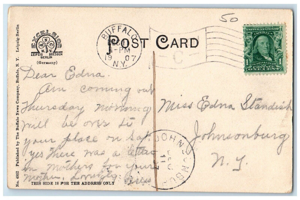 1907 Scene Lincoln Parkway Pathway Horse Road Street Buffalo New York Postcard