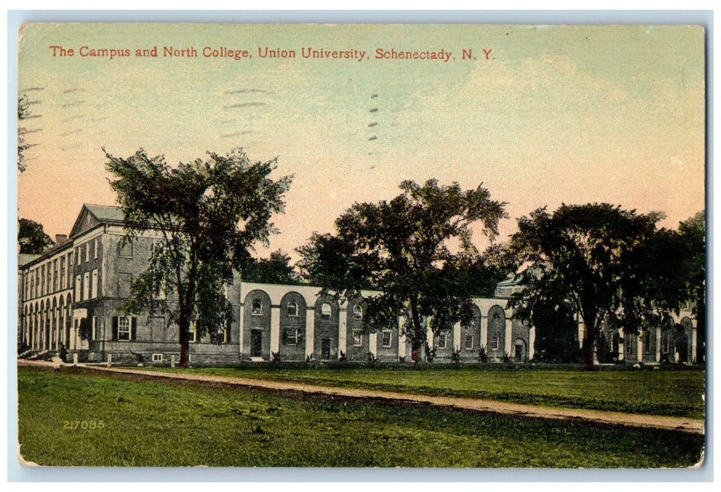1913 The Campus And North College Union University Schenectady NY Postcard