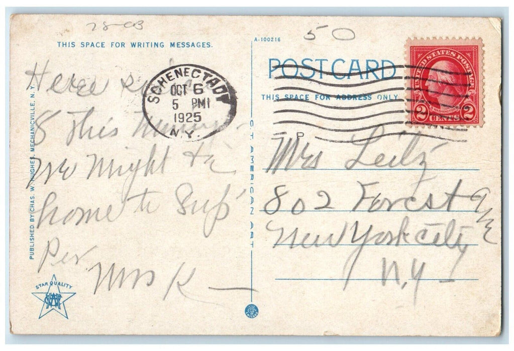 1925 State Street And Vendome Hotel Trolley Schenectady New York NY Postcard