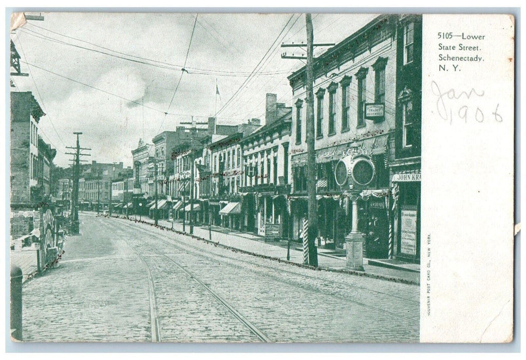c1905 Lower State Street Stores Schenectady New York NY Antique Postcard