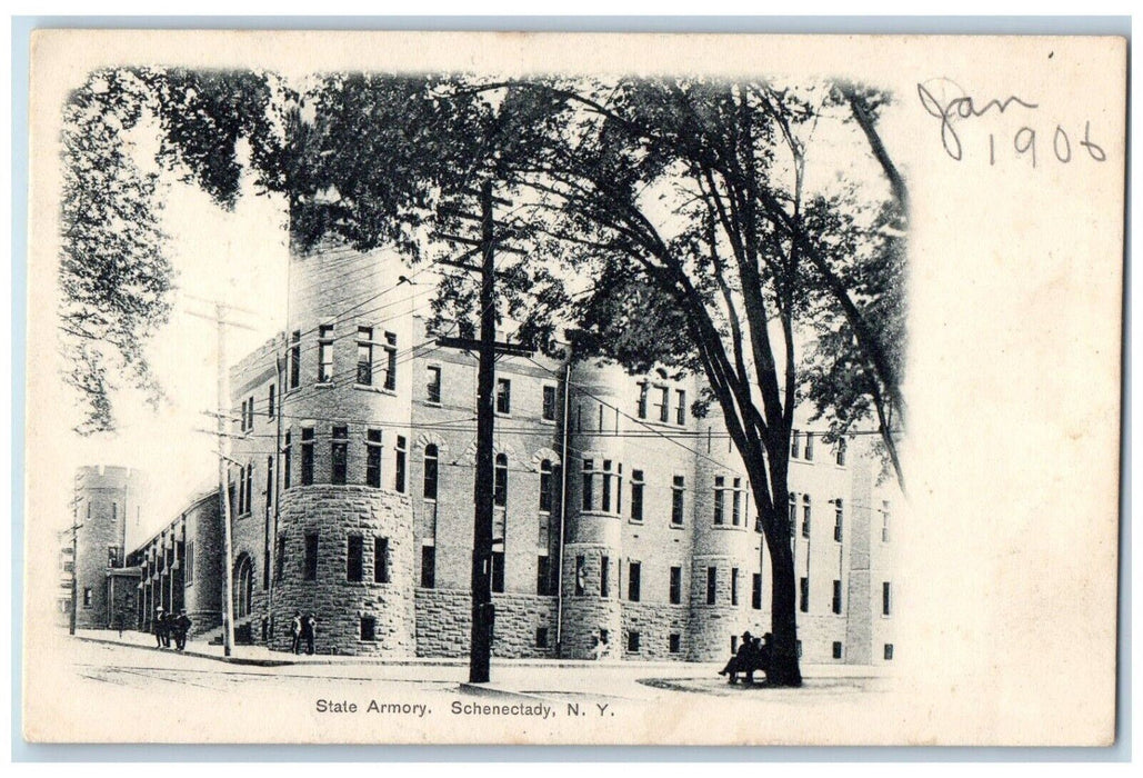c1905 State Armory Building Street View Schenectady New York NY Antique Postcard