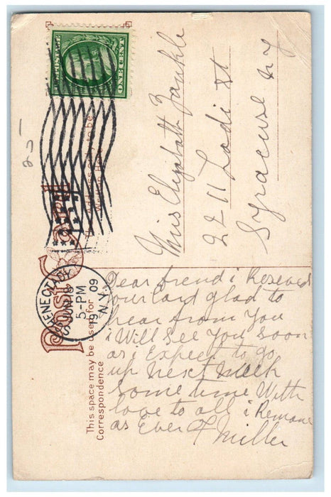 1909 View Of Parkwood Boulevard Schenectady New York NY Posted Antique Postcard
