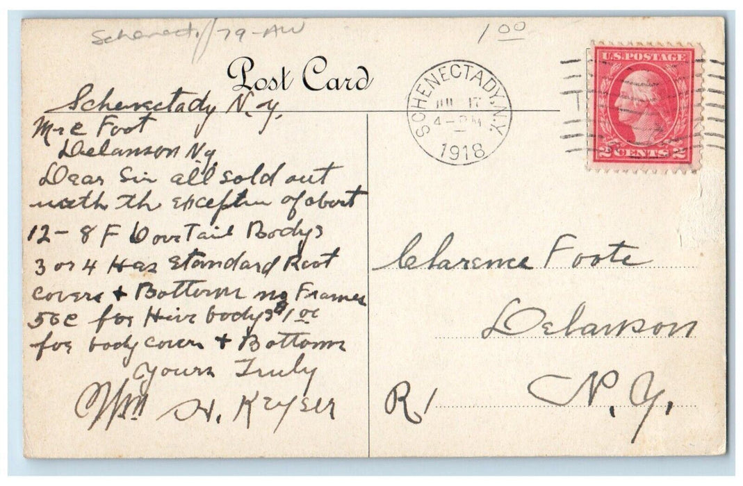1918 Alplaus Bee And Poultry Farm Schenectady NY Posted Antique Postcard