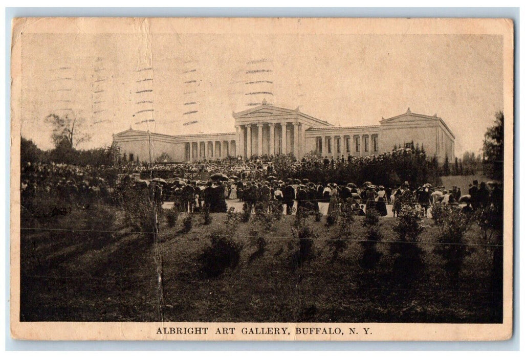1910 Albright Art Gallery Exterior Building Gathering Buffalo New York Postcard