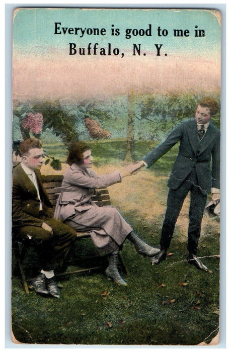 c1910 Everyone Is Good To Me In Three People Scene Buffalo New York NY Postcard