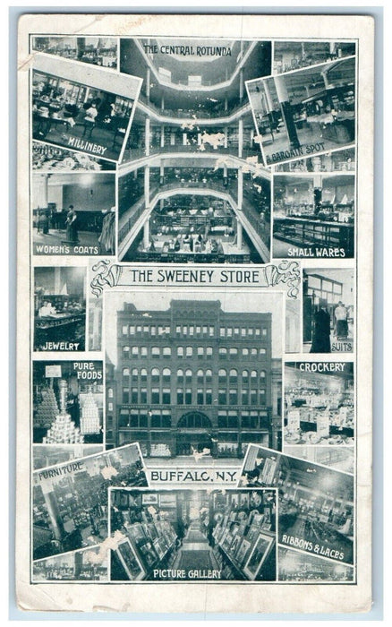 c1910 Central Rotunda The Sweeney Store Multiview Buffalo New York NY Postcard