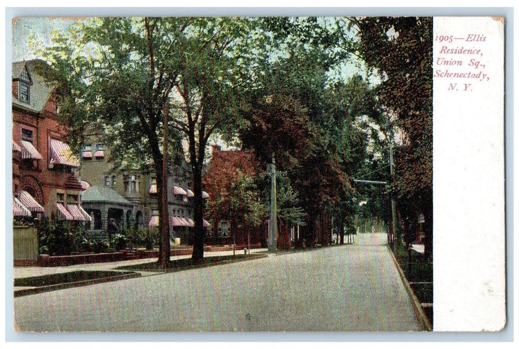1907 Ellis Residence Union Square Schenectady New York NY Antique Postcard