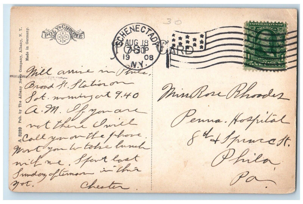 1908 View Of A Cosy Nook In The Mohawk River Schenectady New York NY Postcard