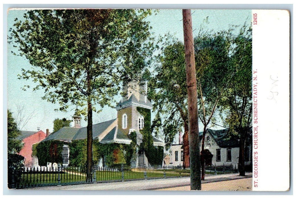 c1905 George's Church Scene Street Schenectady New York NY Antique Postcard