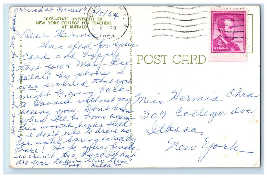 1964 State University New York College for Teachers Buffalo NY Postcard