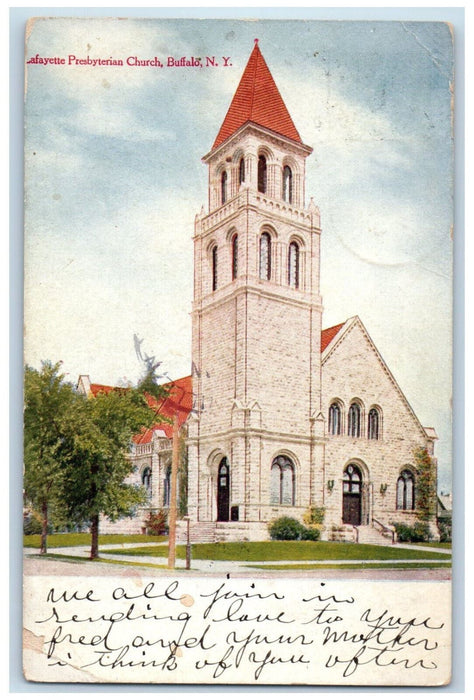 1909 Lafayette Presbyterian Church Buffalo New York NY Antique Postcard
