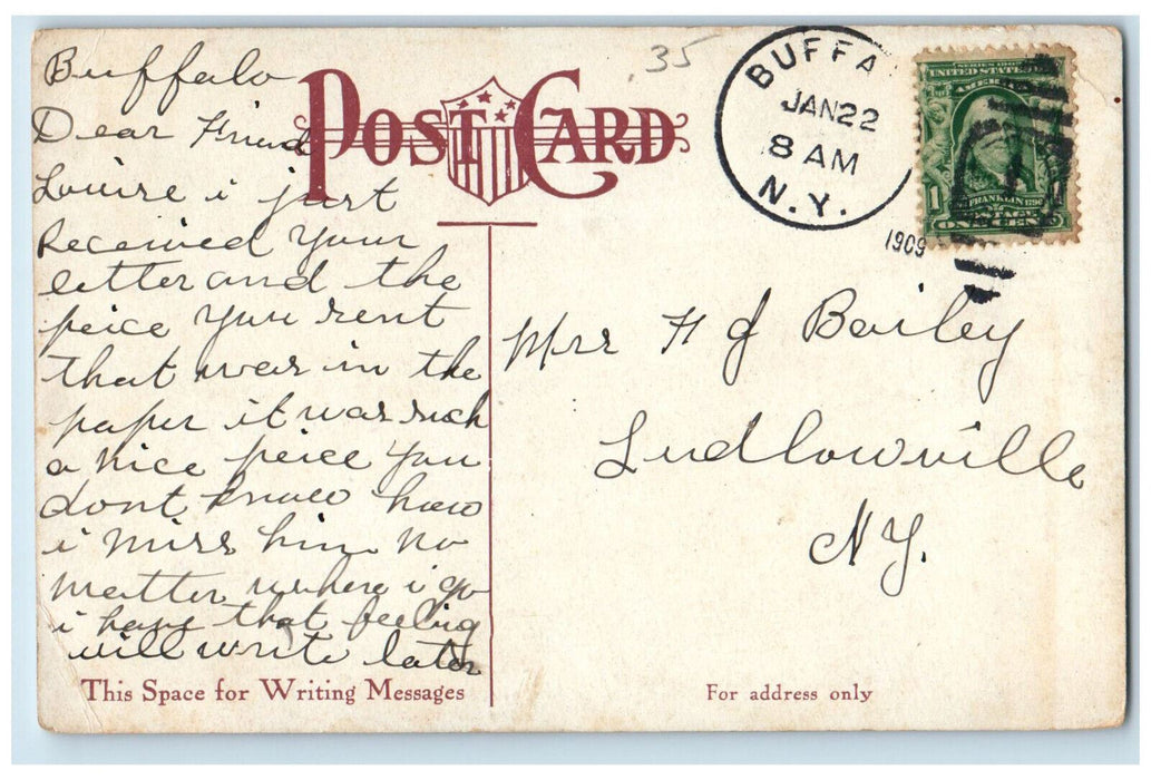 1909 Lafayette Presbyterian Church Buffalo New York NY Antique Postcard