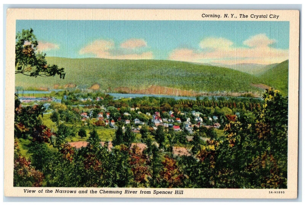 c1940 Crystal City View Narrows Chemung River Spencer Corning New York Postcard