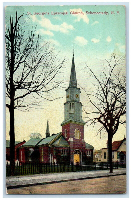 c1910's St. George's Episcopal Church Schenectady New York NY Antique Postcard