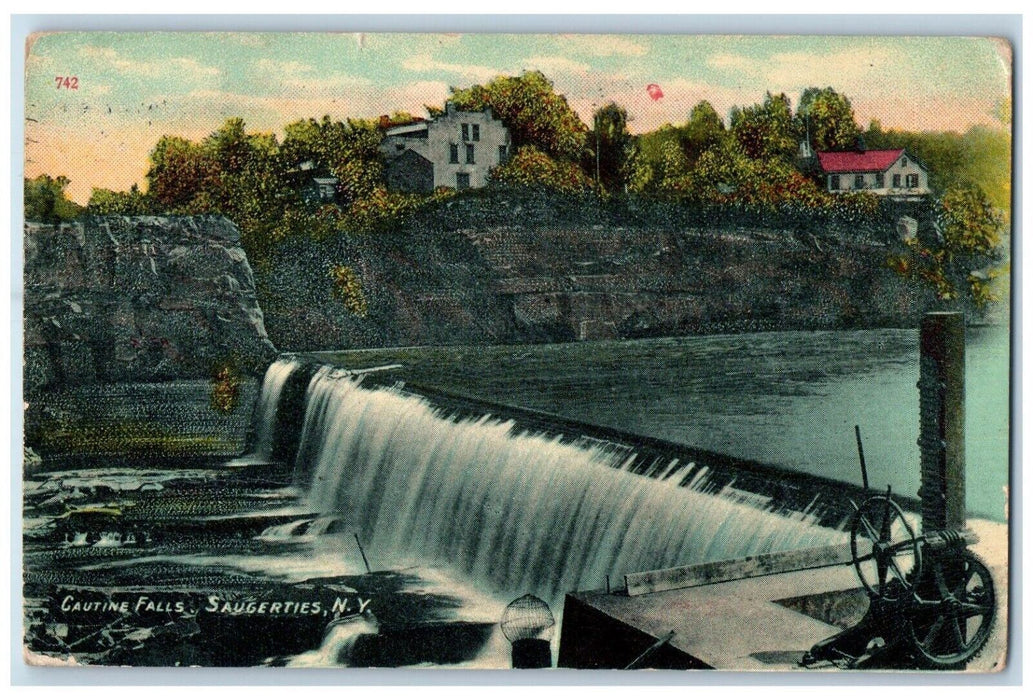 1913 View Of Gautine Falls Saugerties New York NY, Waterfalls Antique Postcard