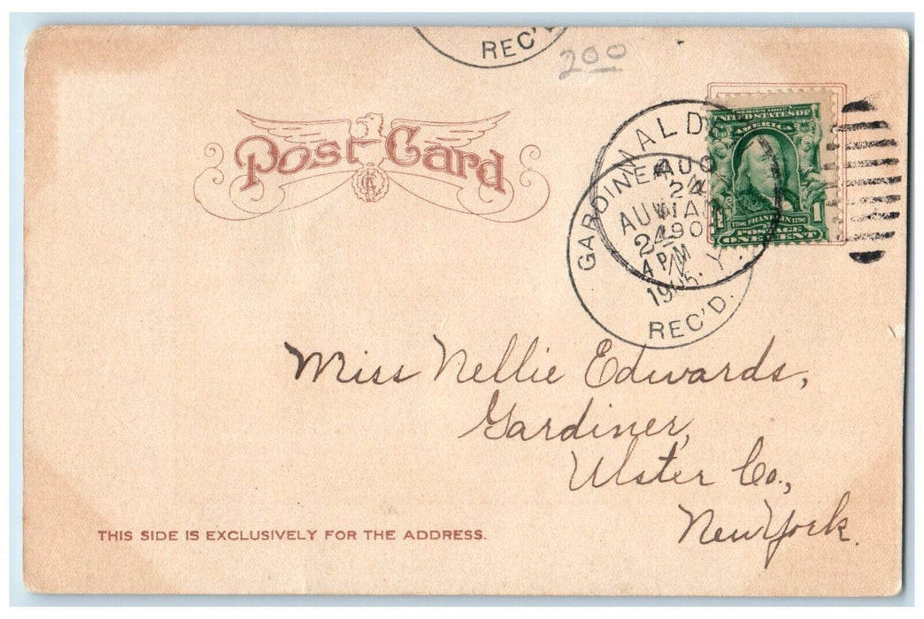 1905 Main Street View Horse Carriage Stores Cafe Saugerties New York NY Postcard