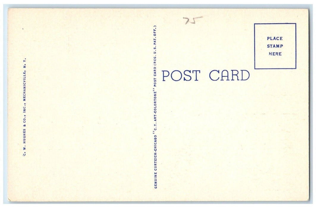 c1930's Saranac In Building Lake Front  Saranac Inn P. O. New York NY Postcard