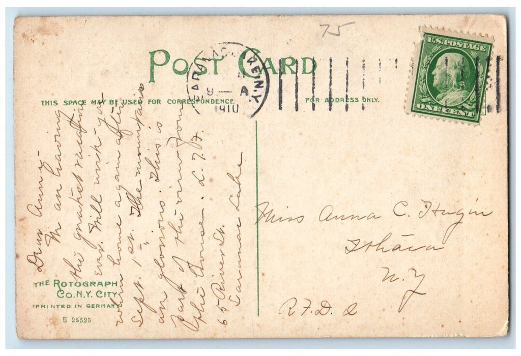 1910 Bird's Eye View Of Saranac River Adirondack Mountains NY Rotograph Postcard