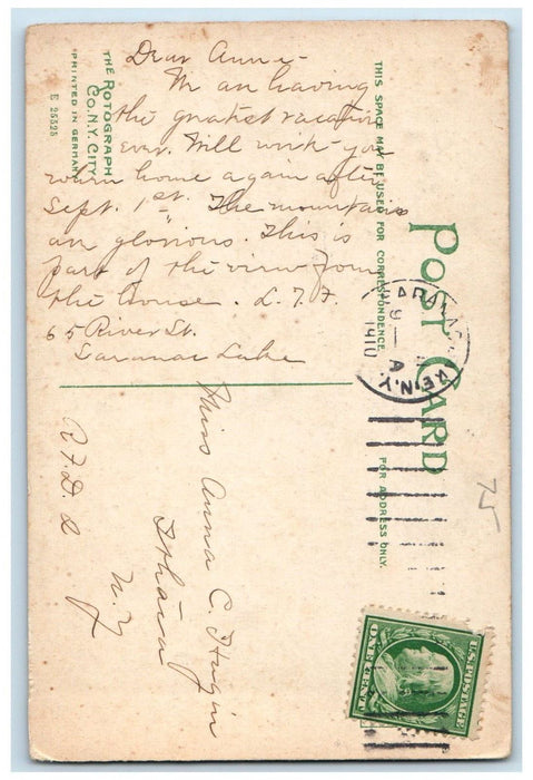 1910 Bird's Eye View Of Saranac River Adirondack Mountains NY Rotograph Postcard
