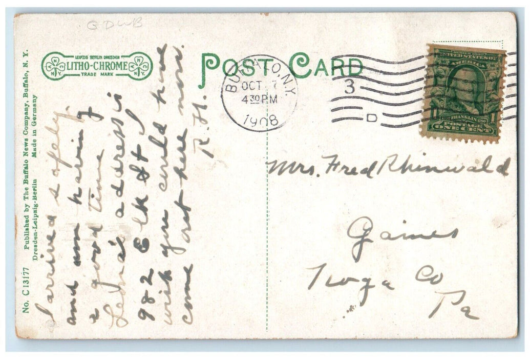 1908 View from the Harbor Buffalo New York NY Boat Paddling Postcard