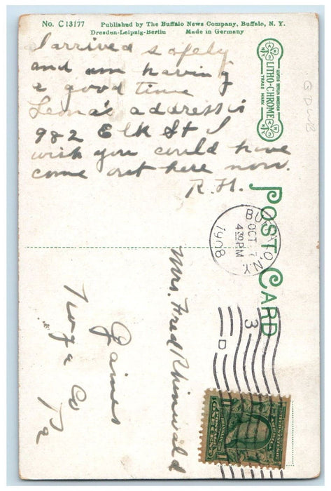 1908 View from the Harbor Buffalo New York NY Boat Paddling Postcard