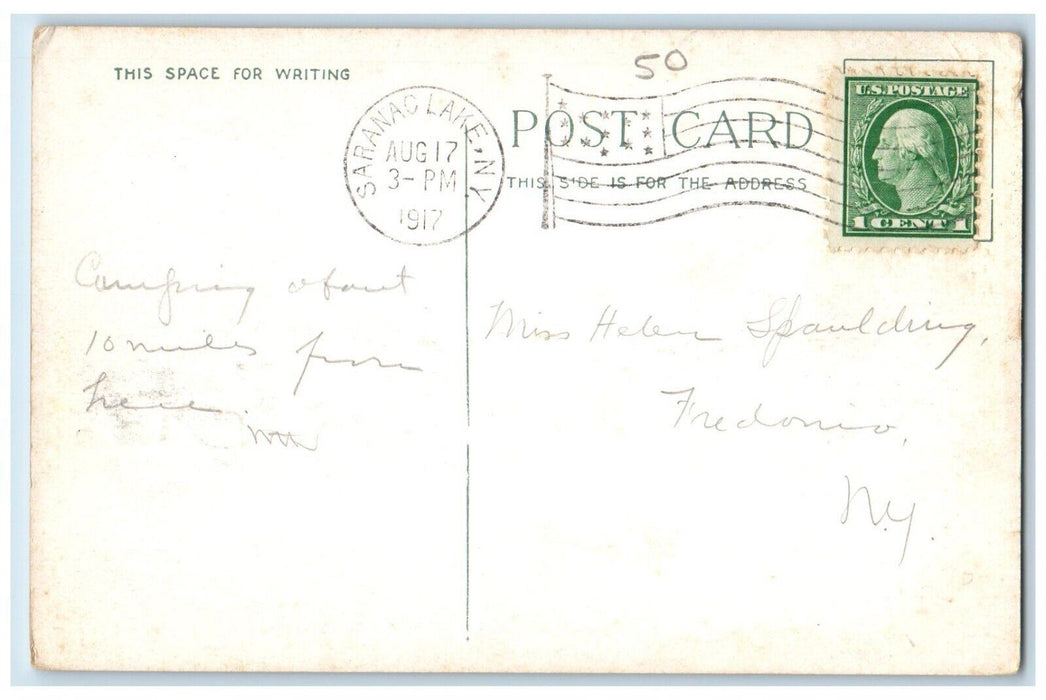 1917 Lake Flower & Town East End From South Shore Drive Saranac Lake NY Postcard