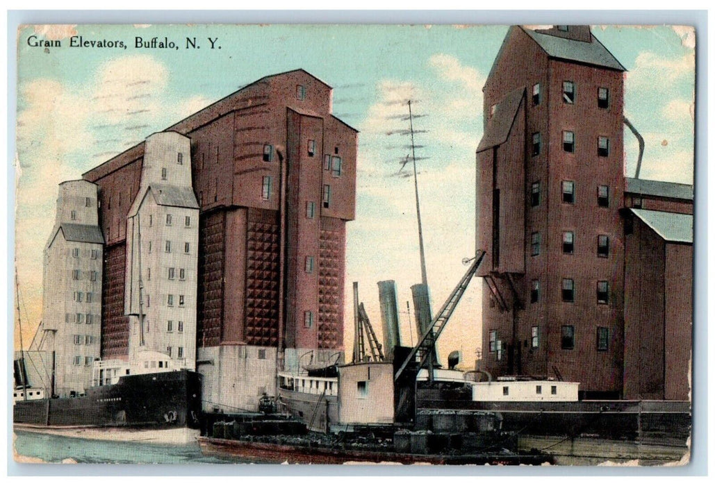 1910 Grain Elevators Building Buffalo New York NY Antique Posted Postcard