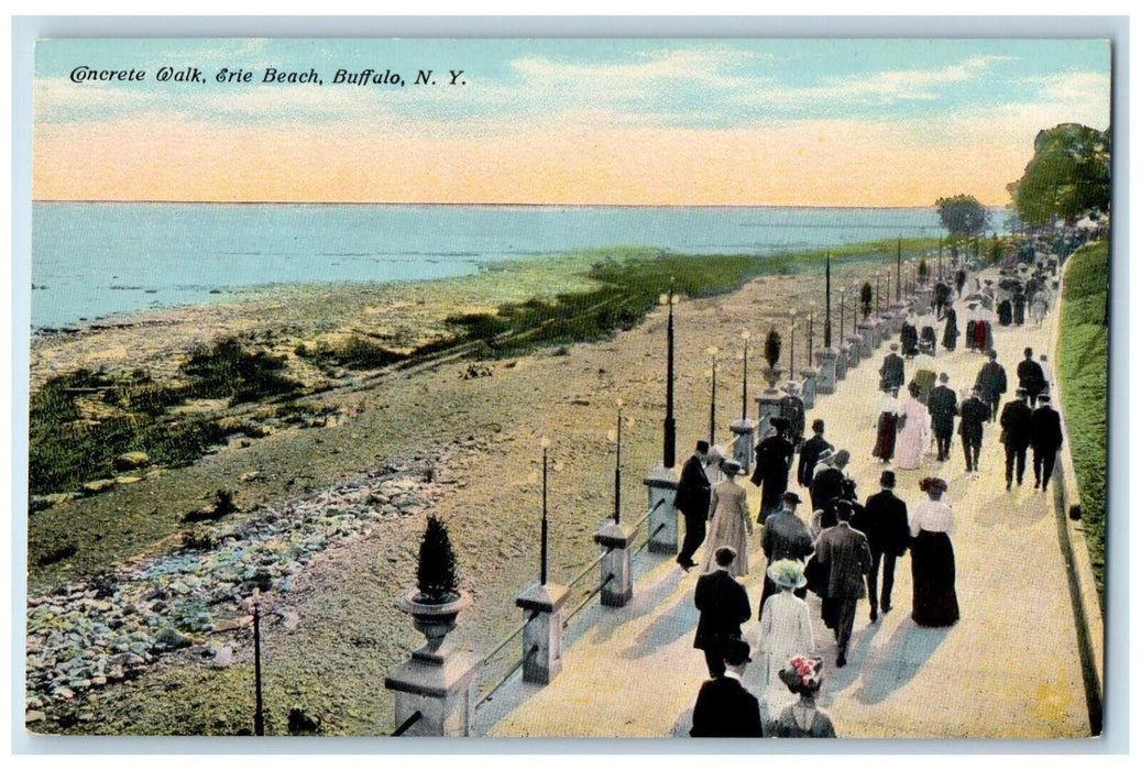 c1910 Concrete Walk Erie Beach Buffalo New York NY Unposted Postcard