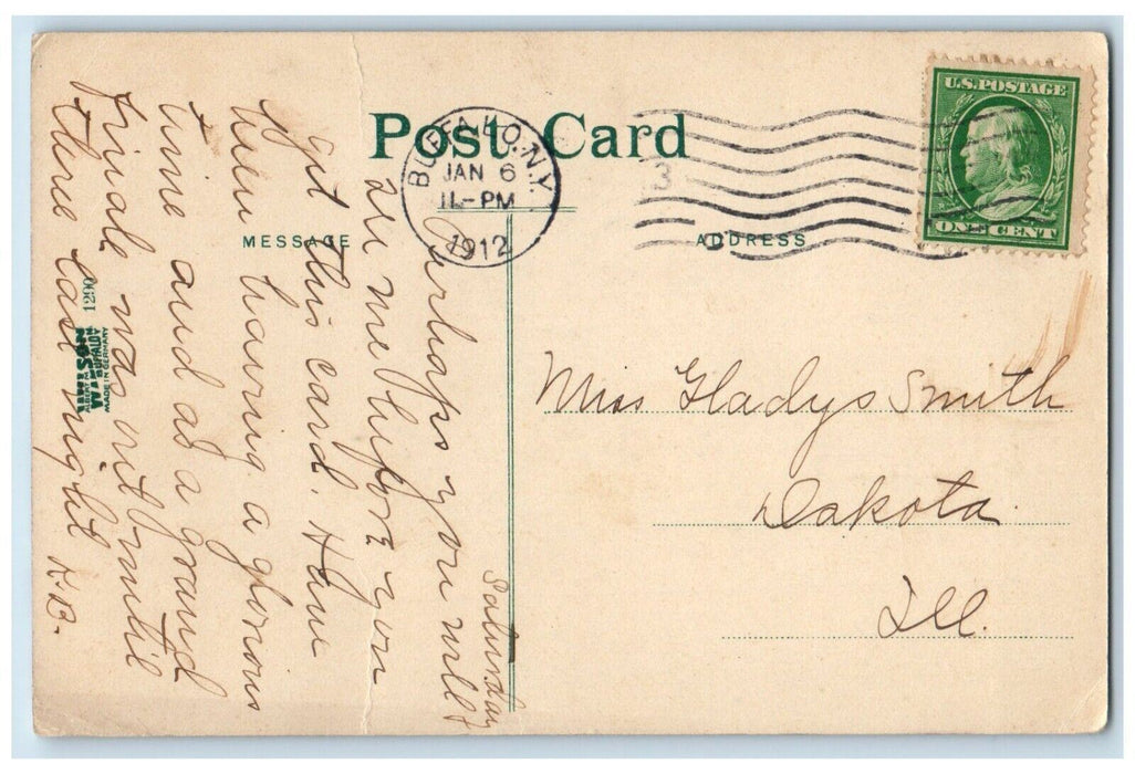 1912 Street Posts Delaware Avenue Kenmore New York NY Antique Posted Postcard