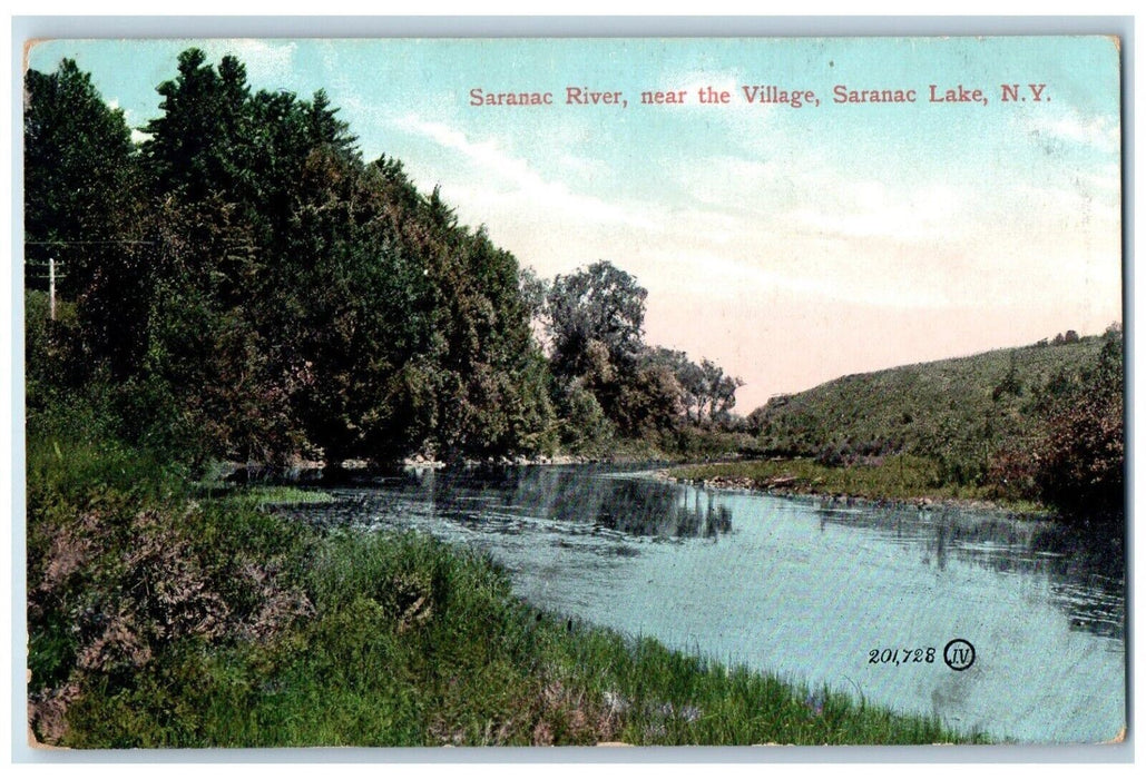 c1905 Saranac River Near The Village Saranac Lake New York NY Antique Postcard