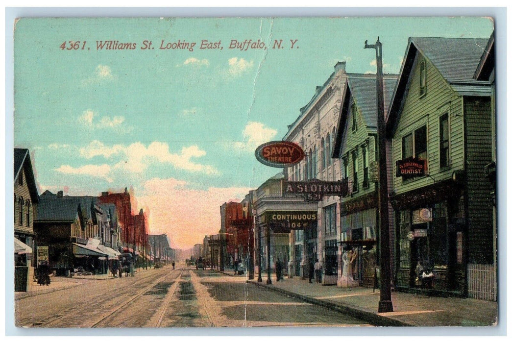 c1910 Savoy Theatre Dentist Williams Street Looking East Buffalo NY Postcard