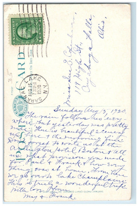 1920 Birds Eye View In The Adirondacks, Saranac Lake New York NY Posted Postcard