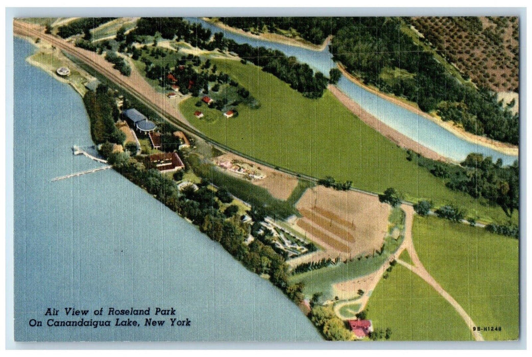 c1950's Air View of Roseland Park On Canandaigua Lake New York NY Postcard