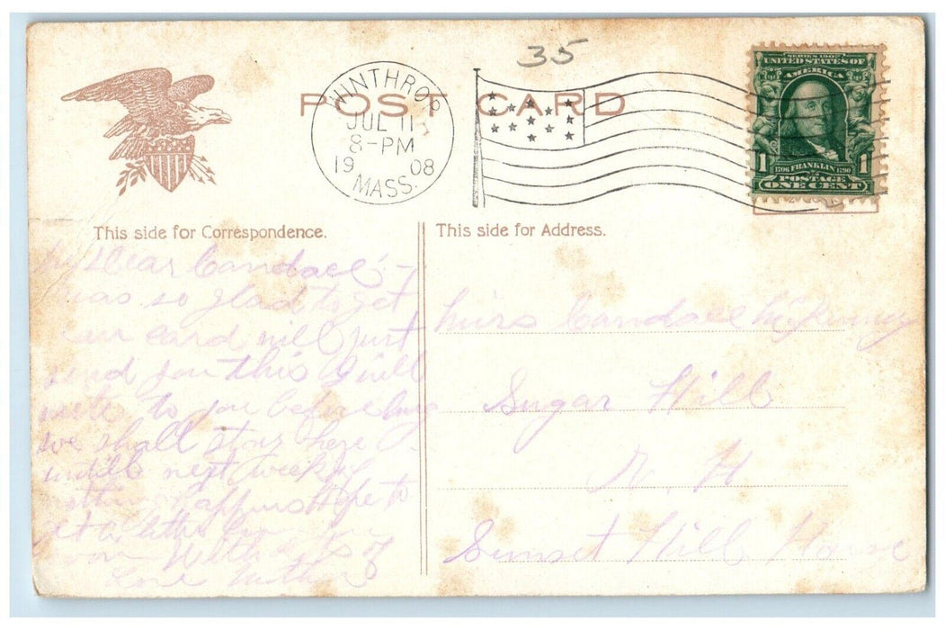 1908 Saranac Lake Moon Adirondack Mountains New York NY, Winthrop MA Postcard