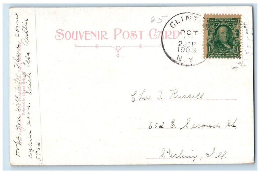 1908 The River From Lake Flower Avenue Drive Saranac Lake New York NY Postcard