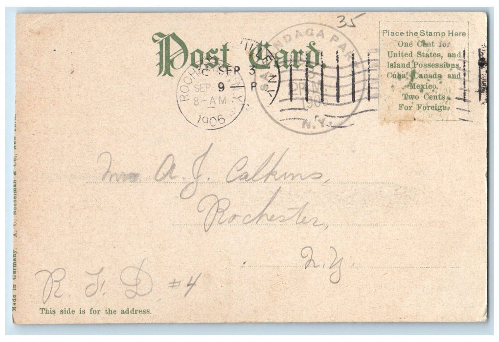 1906 High Rock Above Sea Level Northville Bridge Sagandaga River NY Postcard