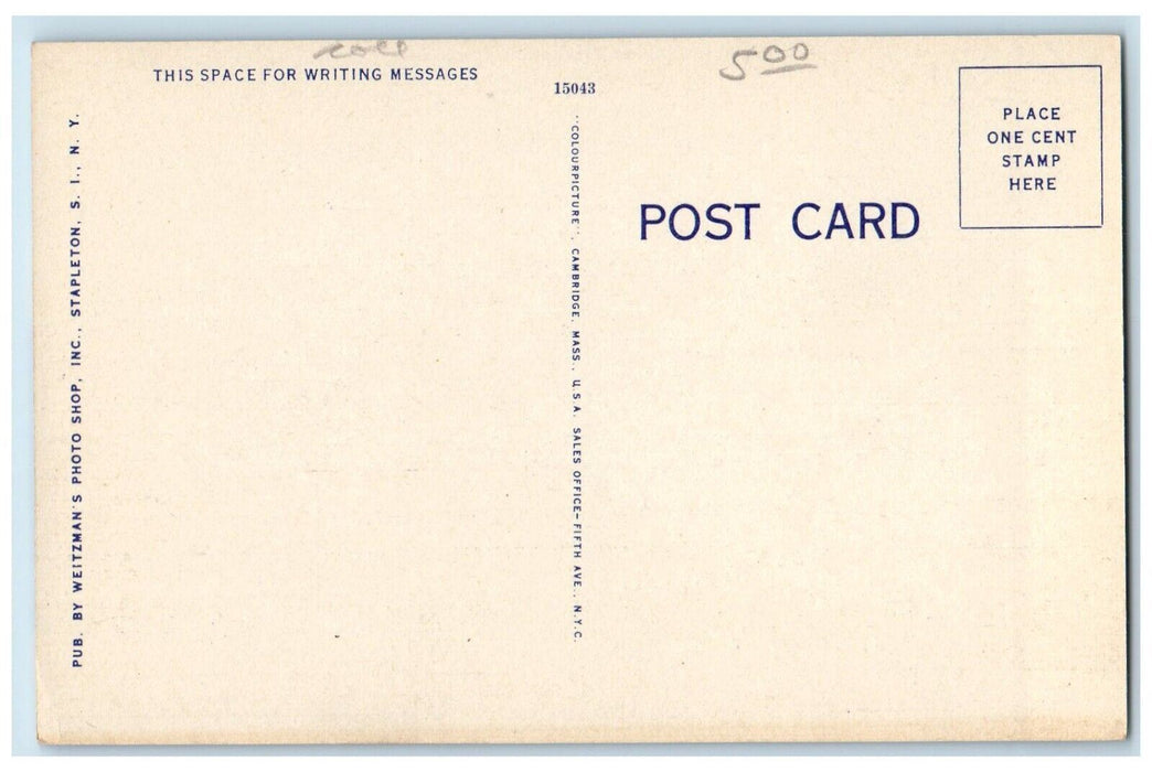 c1930's U. S. Post Office St. George Cars Staten Island New York NY Postcard