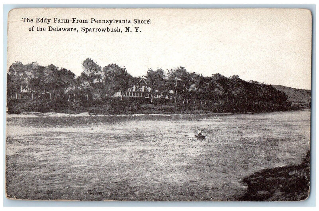 c1910's The Eddy Farm From Pennsylvania Shore Delaware Sparrowbush NY Postcard