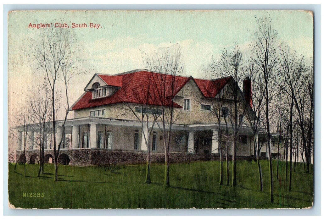 c1910's Angler's Club House And Trees South Bay New York NY Antique Postcard