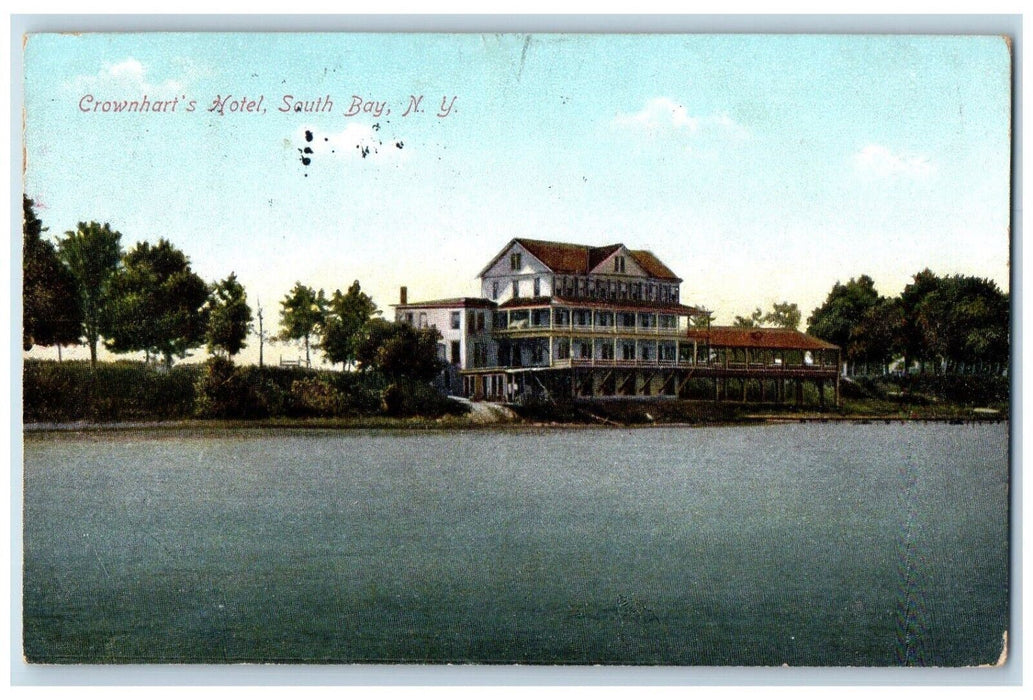 1910 View Of Crownhart's Hotel South Bay New York NY Posted Antique Postcard