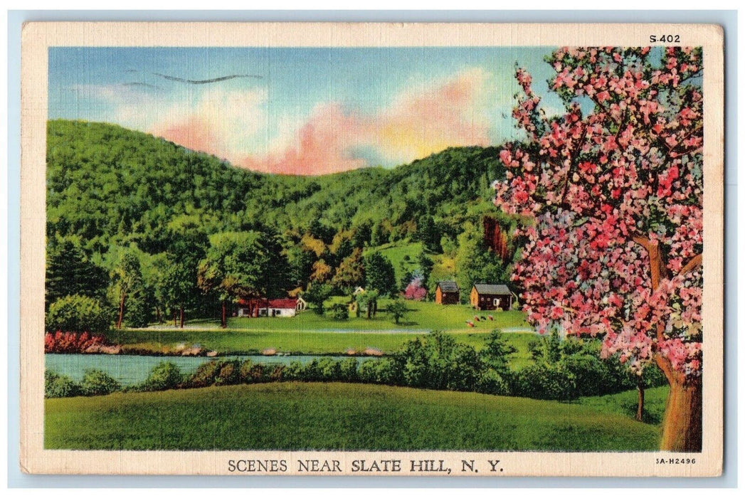 1939 Scenes Near Slate Hill New York NY, River Blossom Tree Antique Postcard