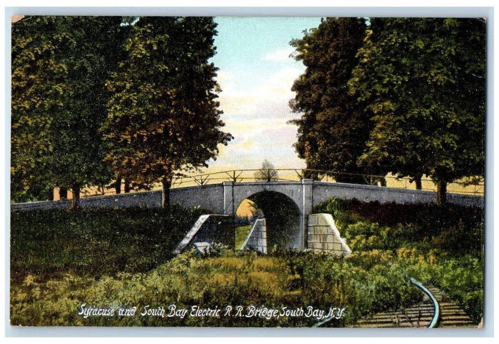 c1910's Syracuse And South Bay Electric R. R. Bridge South Bay NY Postcard
