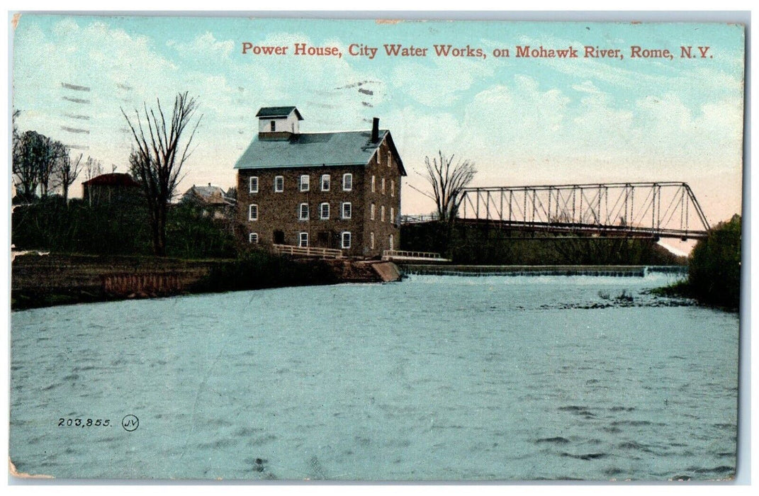 1910 Power House City Water Works On Mohawk River Rome New York NY Postcard
