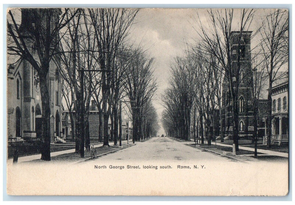 c1905 North George Street View And Trees Looking South Rome New York NY Postcard