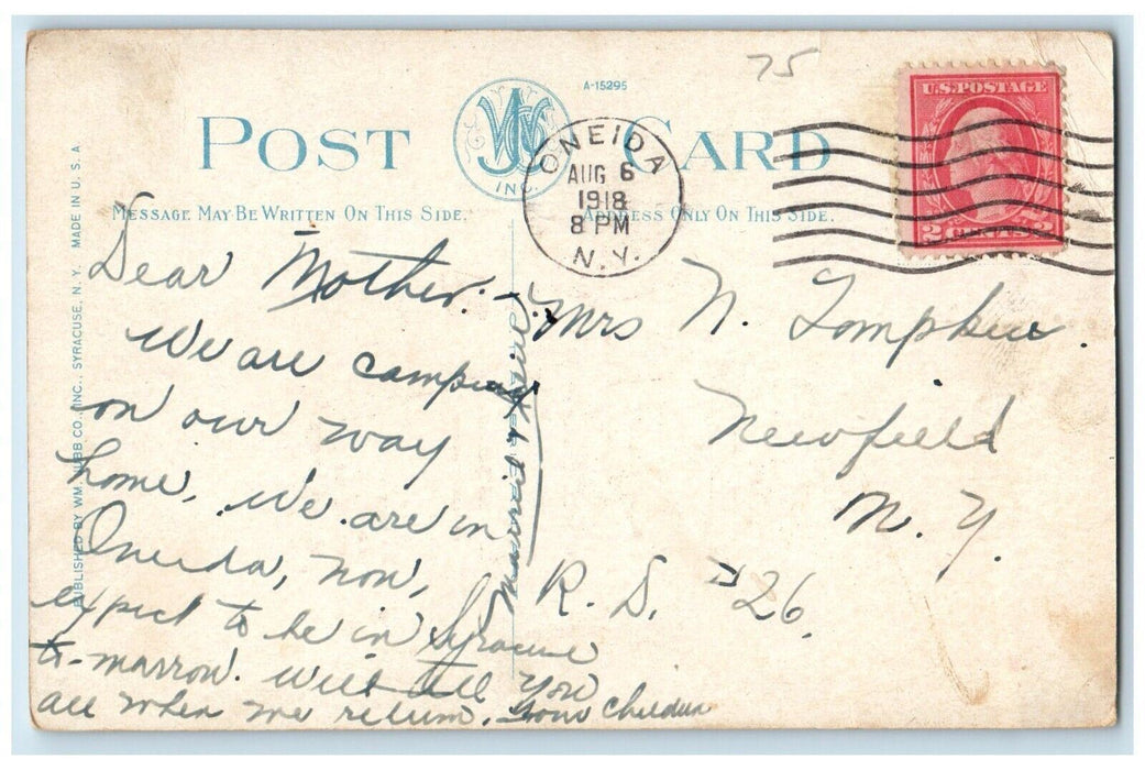 1918 City Hall Building Store Bicycle Street View Rome Oneida NY Posted Postcard