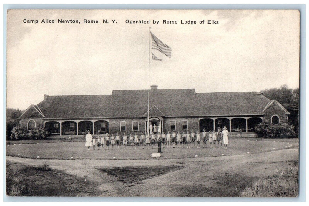 c1930's View Of Camp Alice Flag Newton New York NY Unposted Posted Postcard