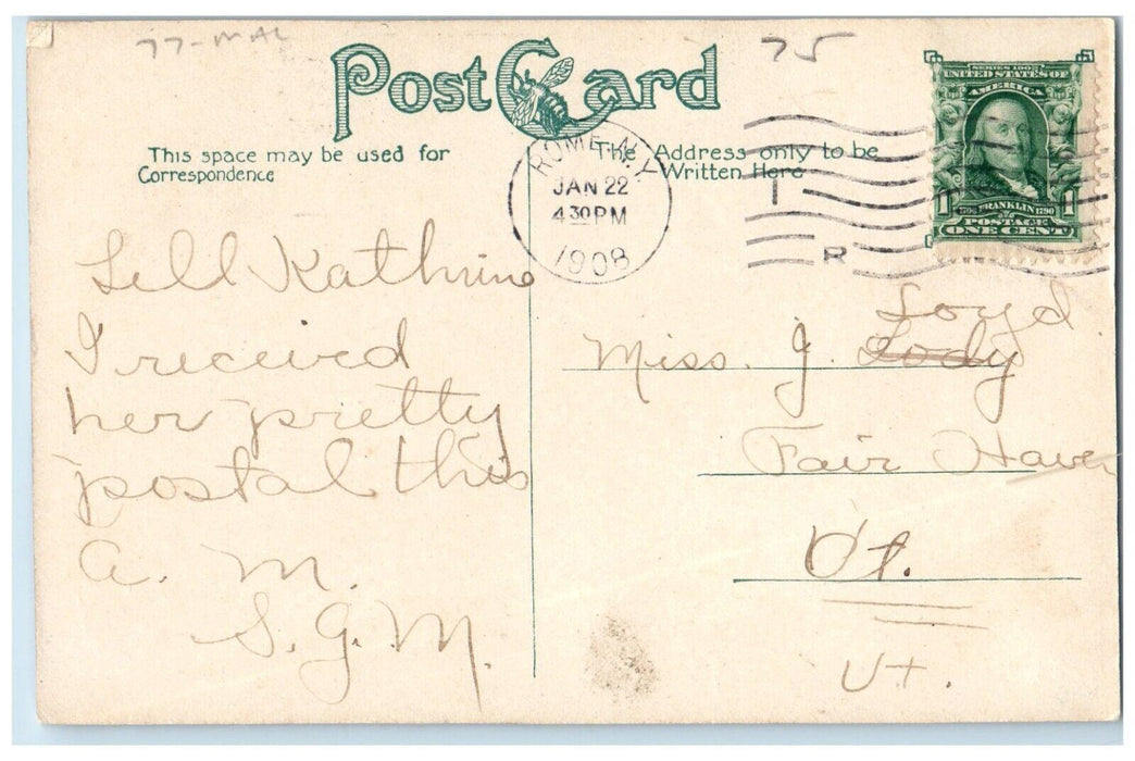 1908 High School Building Street View Rome New York NY Antique Posted Postcard
