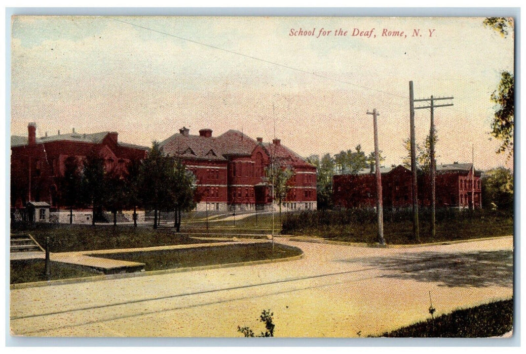 1911 School Of The Deaf Street Scene Rome New York NY Antique Posted Postcard