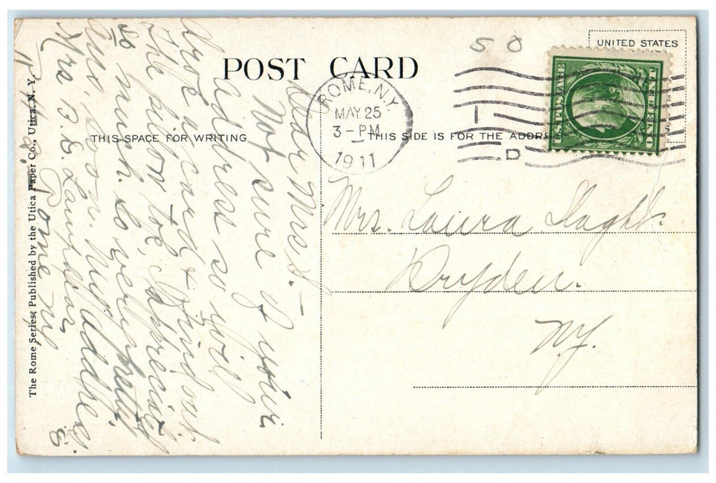 1911 School Of The Deaf Street Scene Rome New York NY Antique Posted Postcard